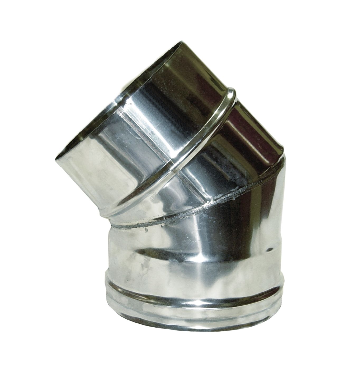 Codo inoxidable  con abrazadera AISI-316 Simple pared  45° diametro 175 mm